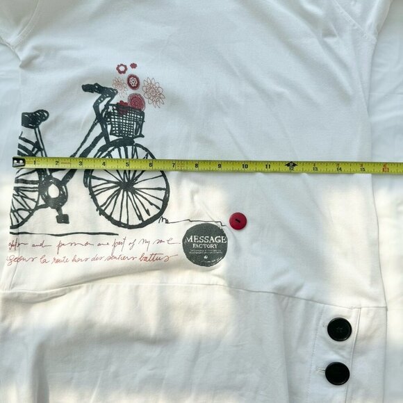Message Factory Tunic Dress Womens XS Cycling Themed Cowl Neck Made In Canada - Picture 9 of 16
